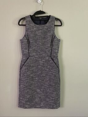 J.Crew Textured Tweed Sleeveless Sheath Dress with Black Trim (size 4p)